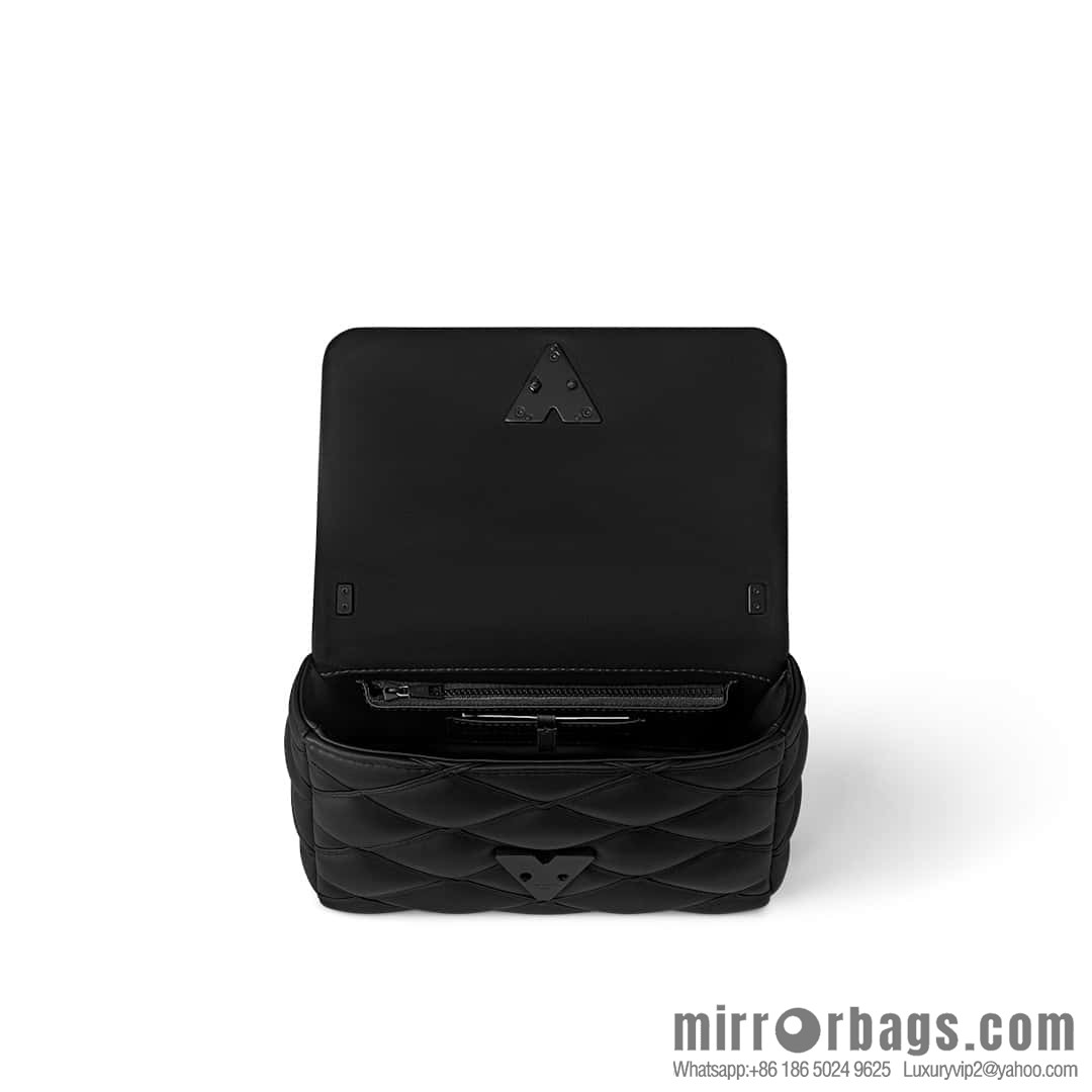 [Boutique‑grade] M11374 black, Darth Vader full leather rhombus chain bag series GO-14 Teist medium handbag
