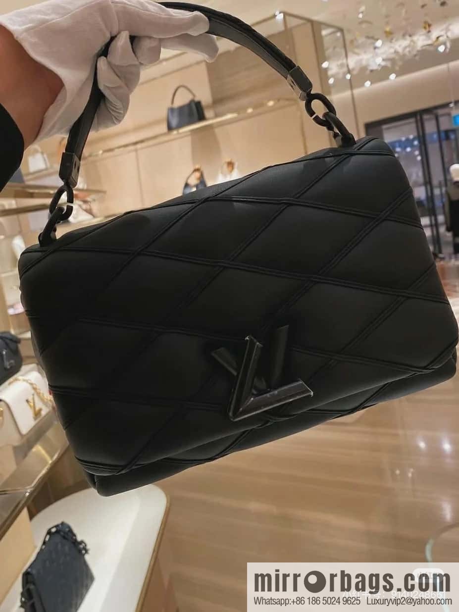 [Boutique‑grade] M11374 black, Darth Vader full leather rhombus chain bag series GO-14 Teist medium handbag