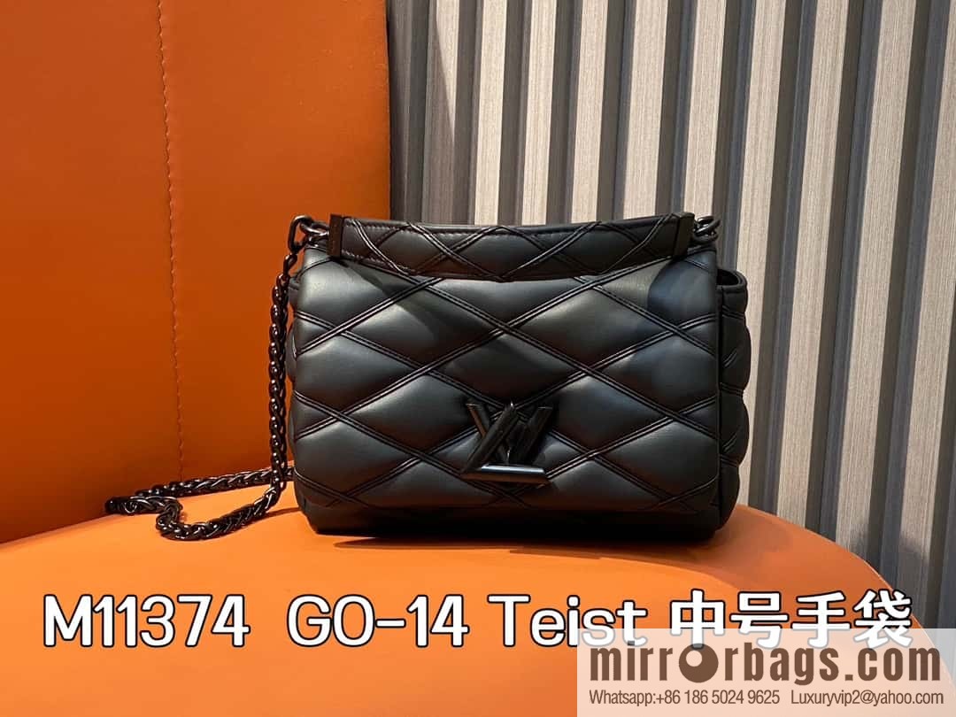 [Boutique‑grade] M11374 black, Darth Vader full leather rhombus chain bag series GO-14 Teist medium handbag