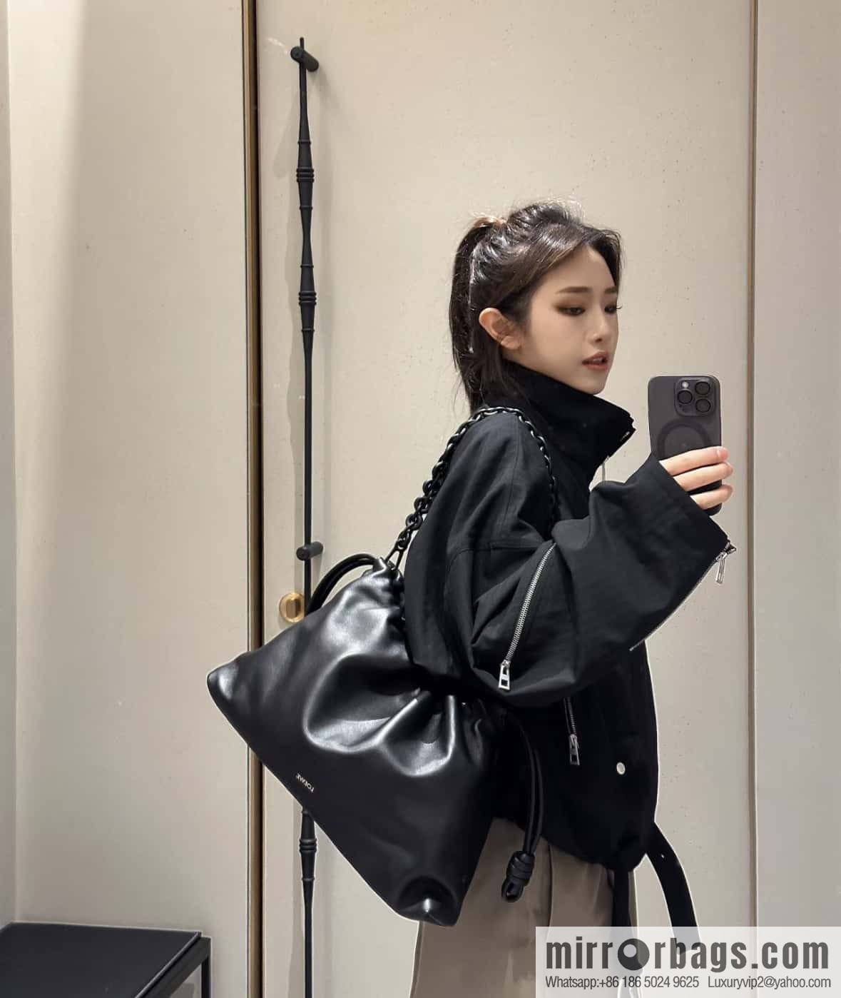 LOEWEFlamenco Purse Large Lucky Bag 🔥 0802 Black