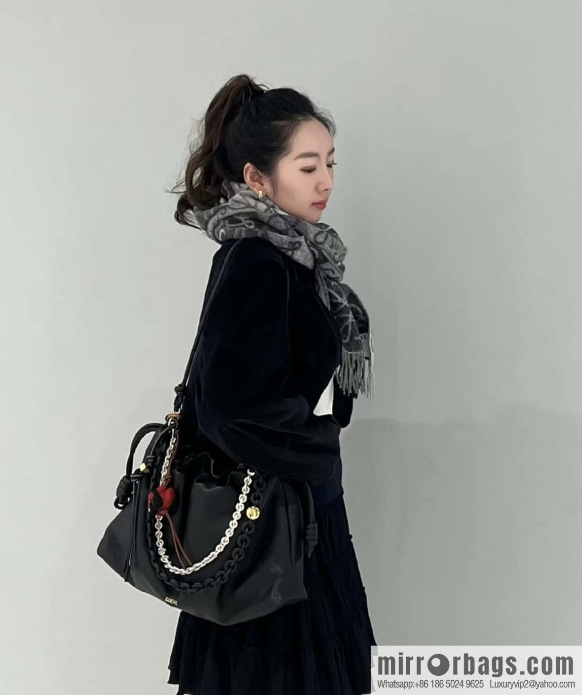 LOEWEFlamenco Purse Large Lucky Bag 🔥 0802 Black