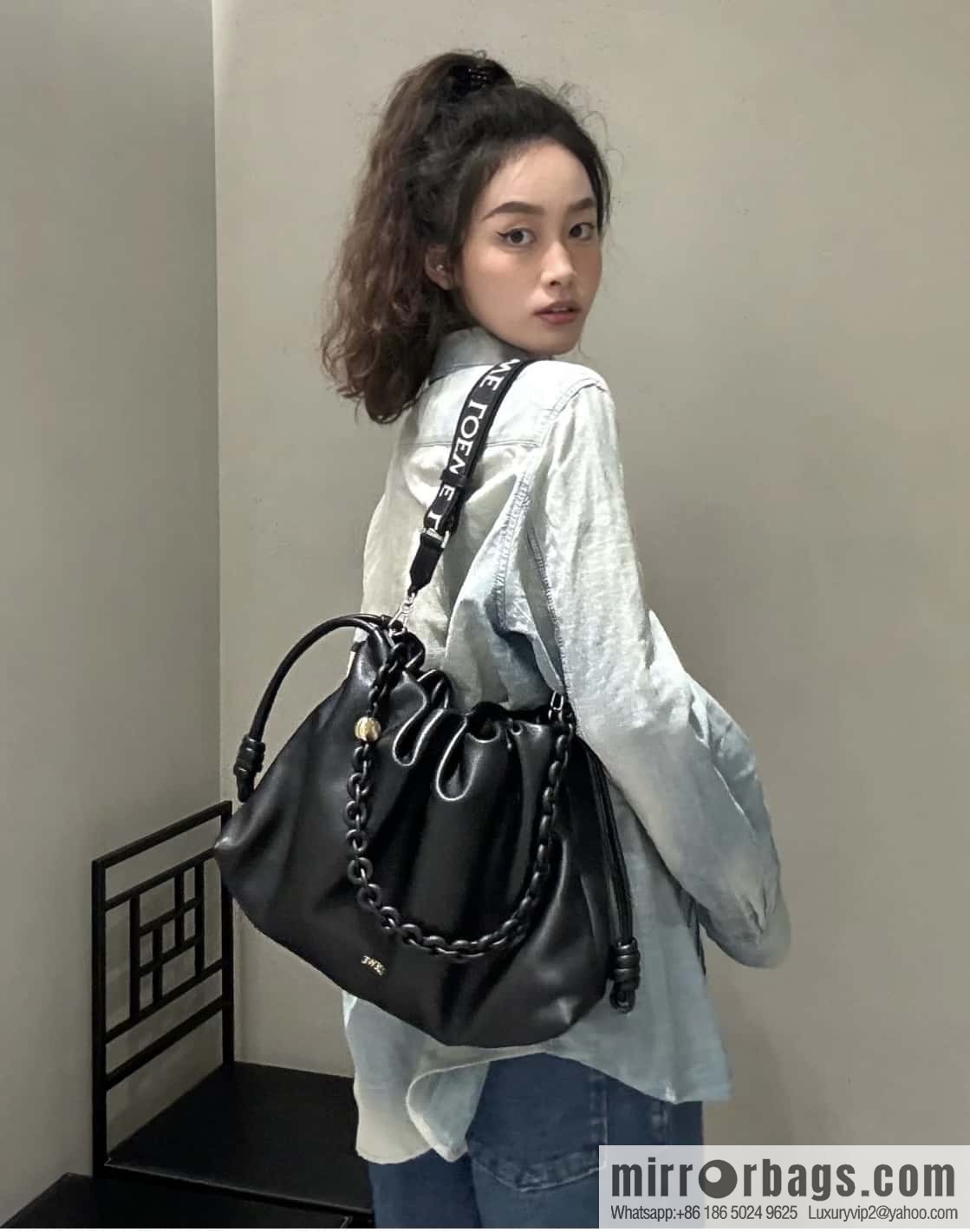 LOEWEFlamenco Purse Large Lucky Bag 🔥 0802 Black