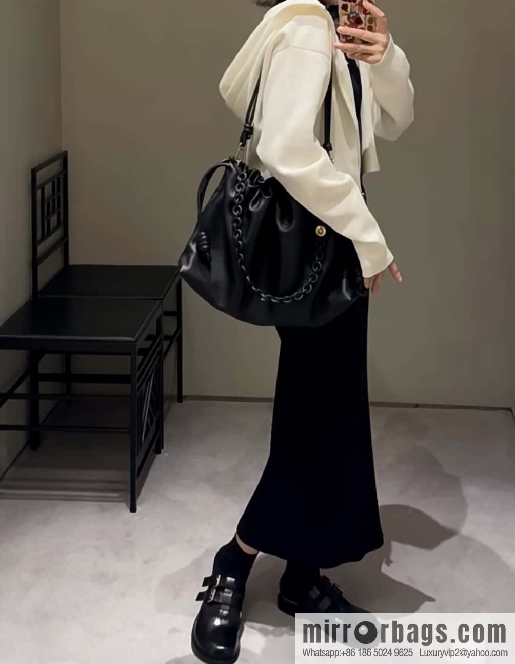 LOEWEFlamenco Purse Large Lucky Bag 🔥 0802 Black