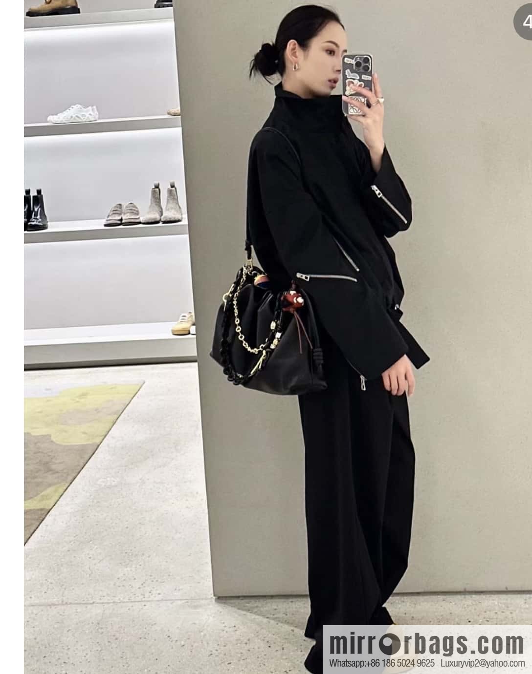 LOEWEFlamenco Purse Large Lucky Bag 🔥 0802 Black