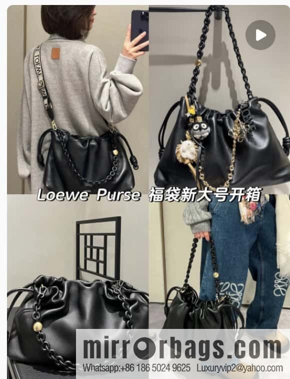 LOEWEFlamenco Purse Large Lucky Bag 🔥 0802 Black