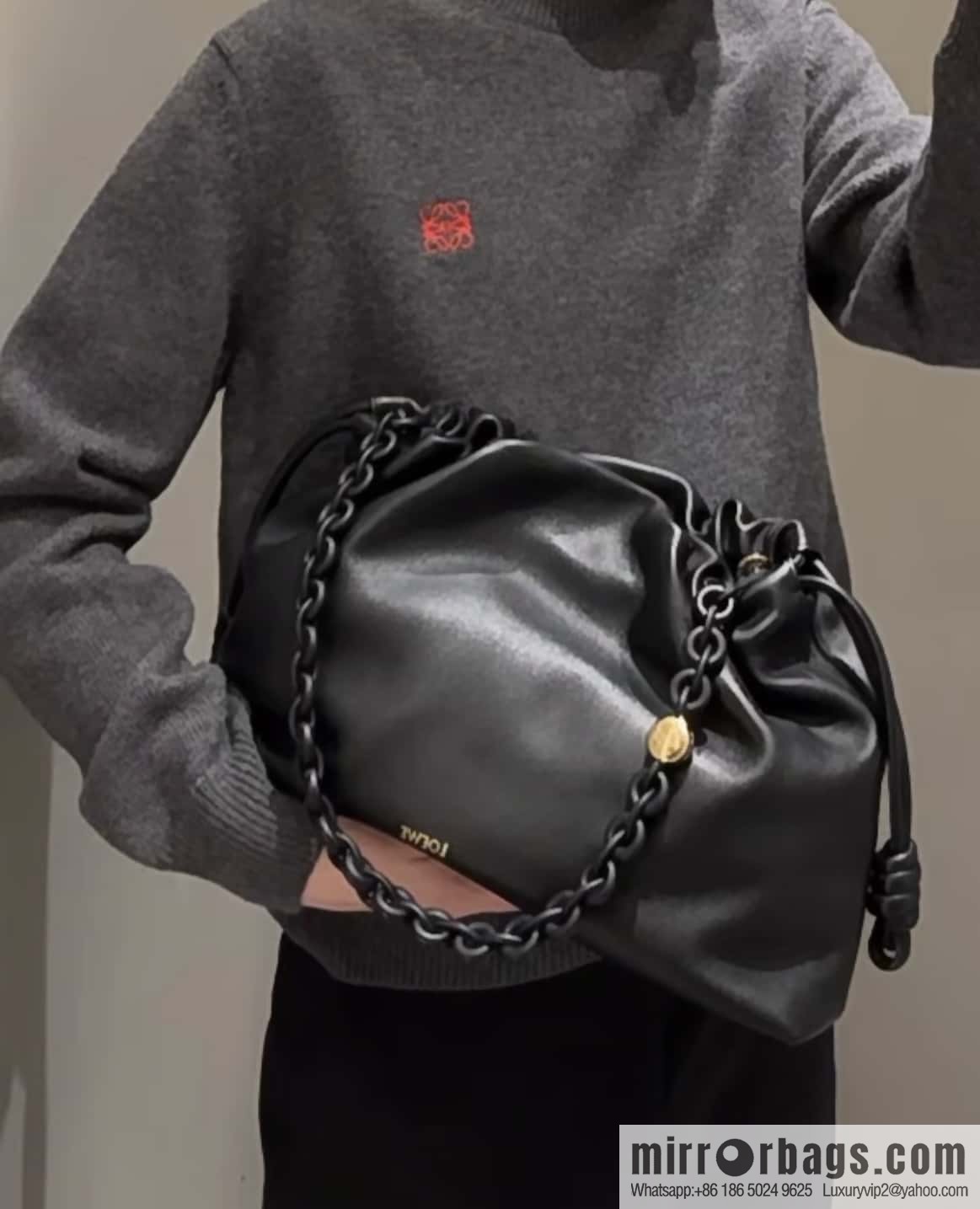 LOEWEFlamenco Purse Large Lucky Bag 🔥 0802 Black