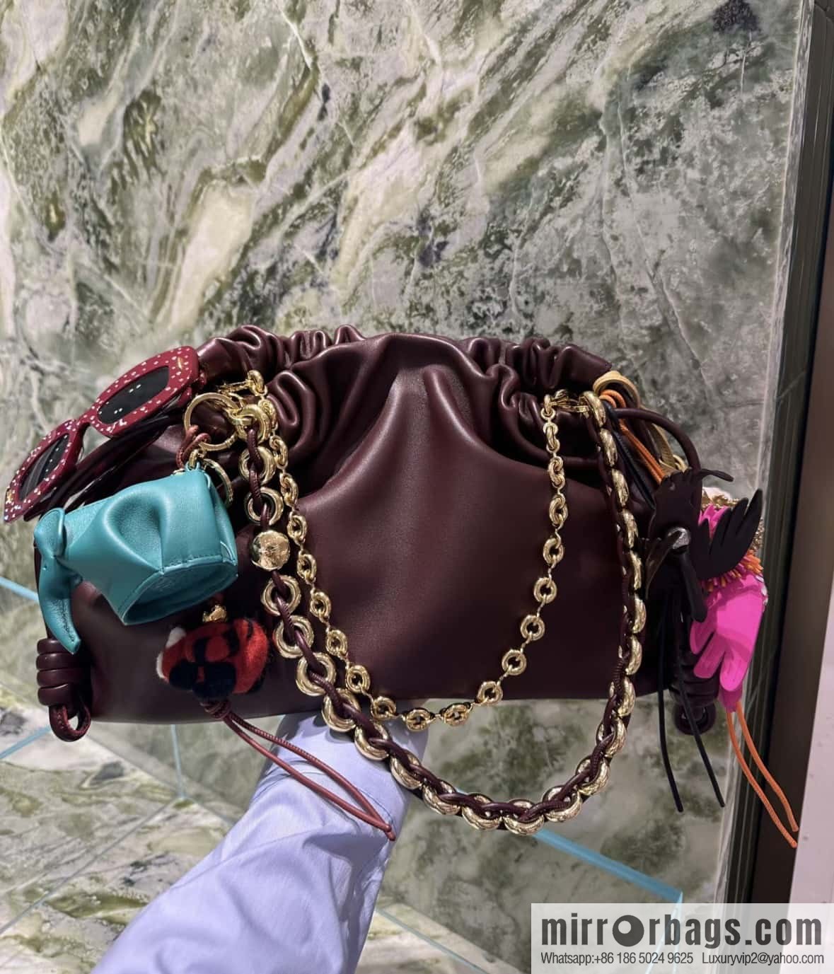 LOEWEFlamenco Purse large lucky bag 🔥 0802 maroon