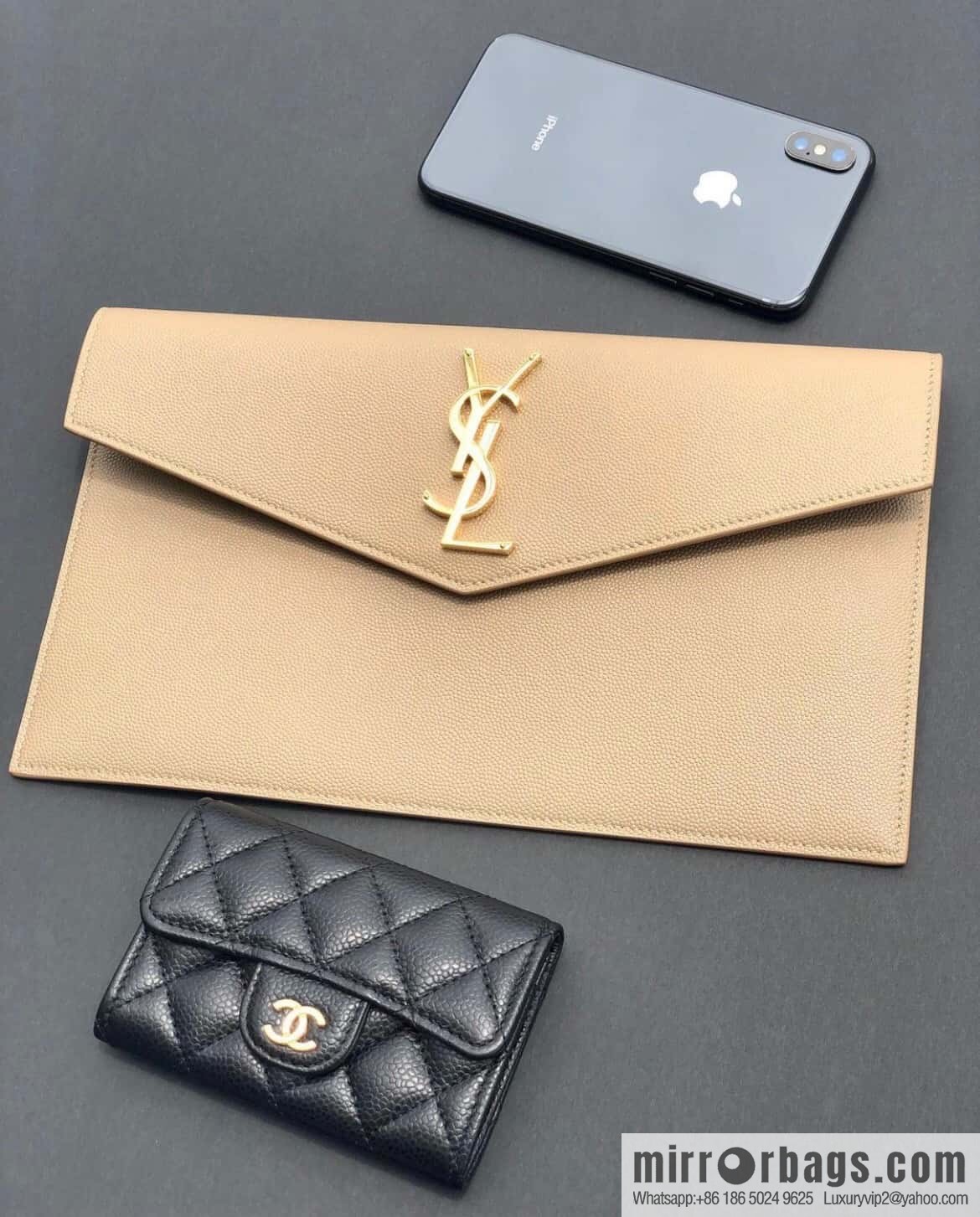 YSL 𝑼𝒑𝒕𝒐𝒘𝒏_ Caviar Clutch 565739 apricot