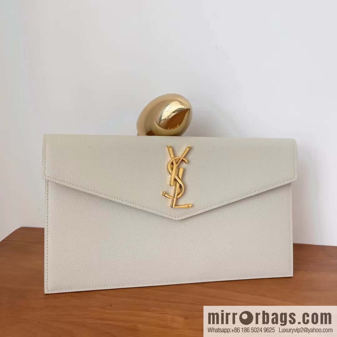 YSL 𝑼𝒑𝒕𝒐𝒘𝒏_ Caviar Clutch 565739 White