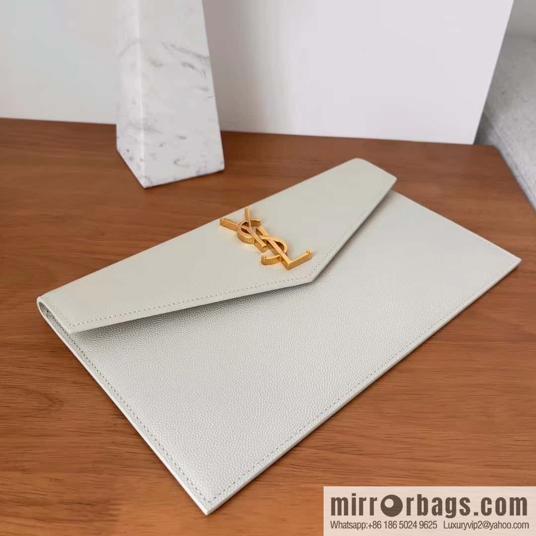 YSL 𝑼𝒑𝒕𝒐𝒘𝒏_ Caviar Clutch 565739 White
