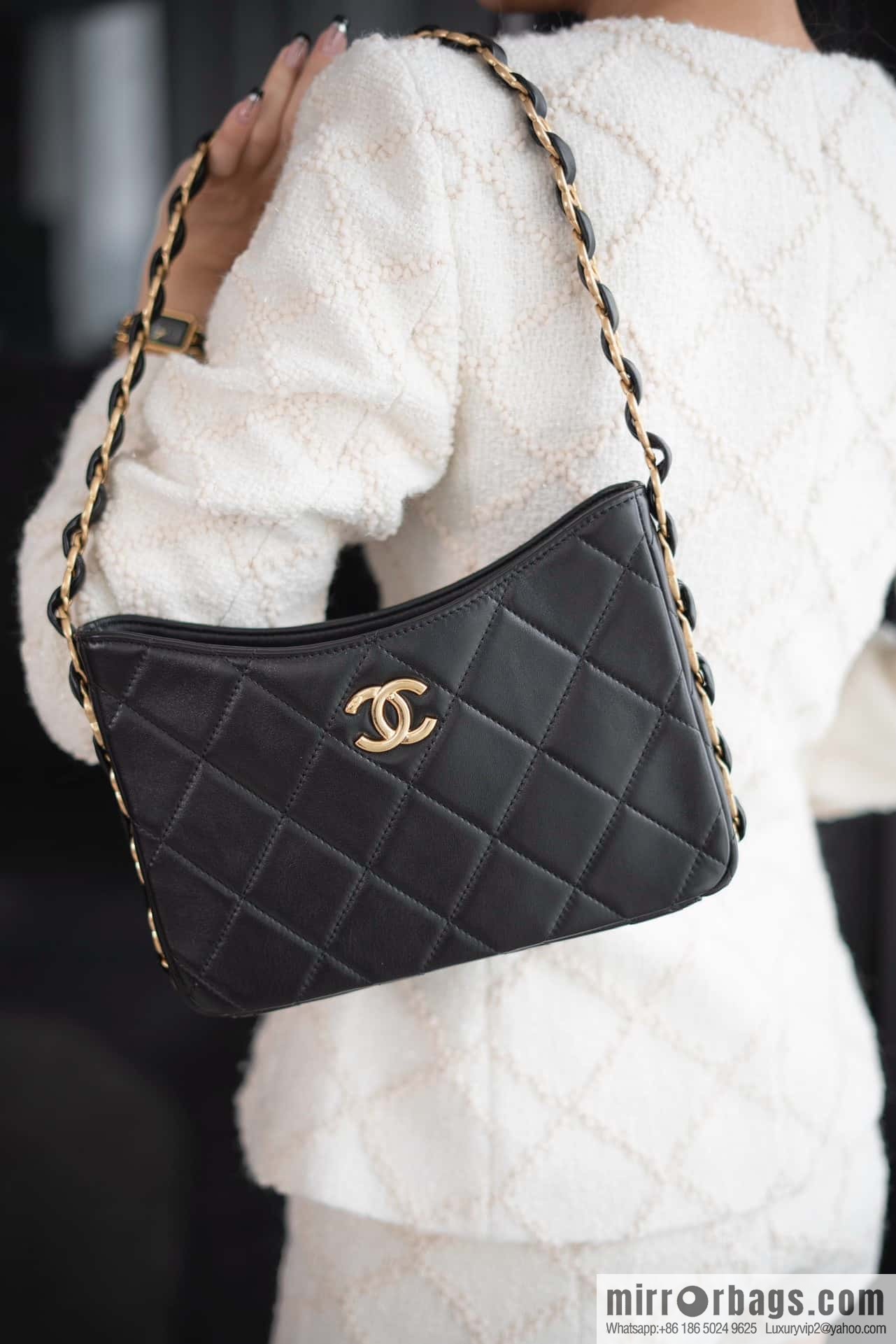 ππππππ 24K thick chain Hobo black π€ AS5177 B18293 94305