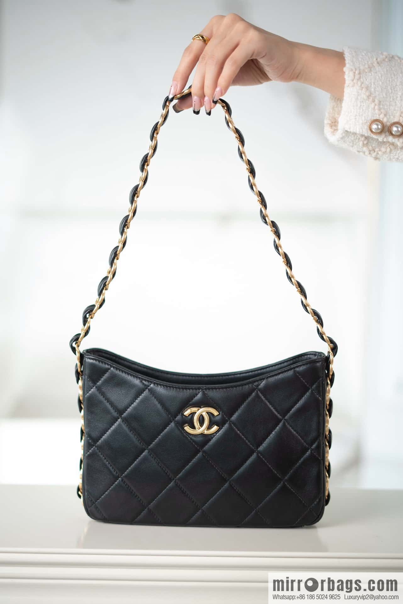 ππππππ 24K thick chain Hobo black π€ AS5177 B18293 94305
