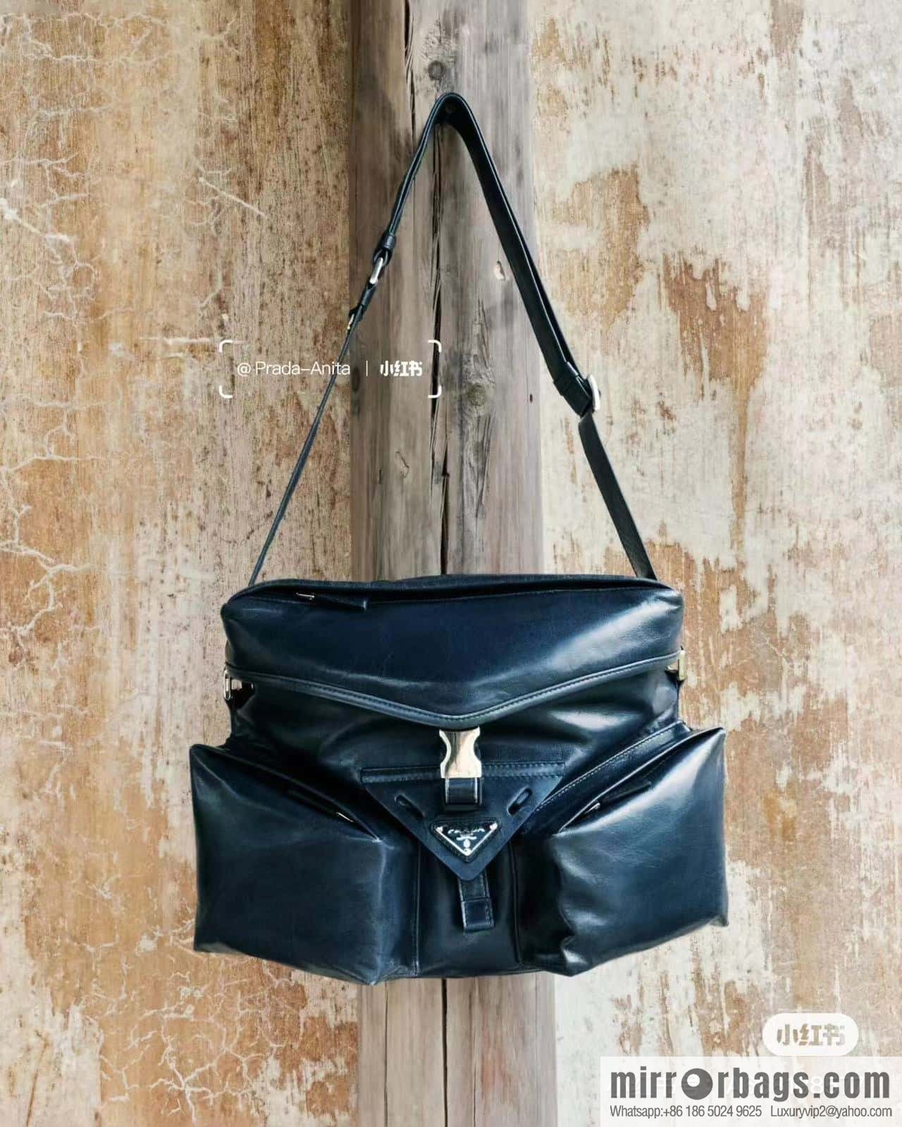 PRADA 🎉 new men's bag 🎉 2VD062 oil wax leather 🎉🎉 dark blue
