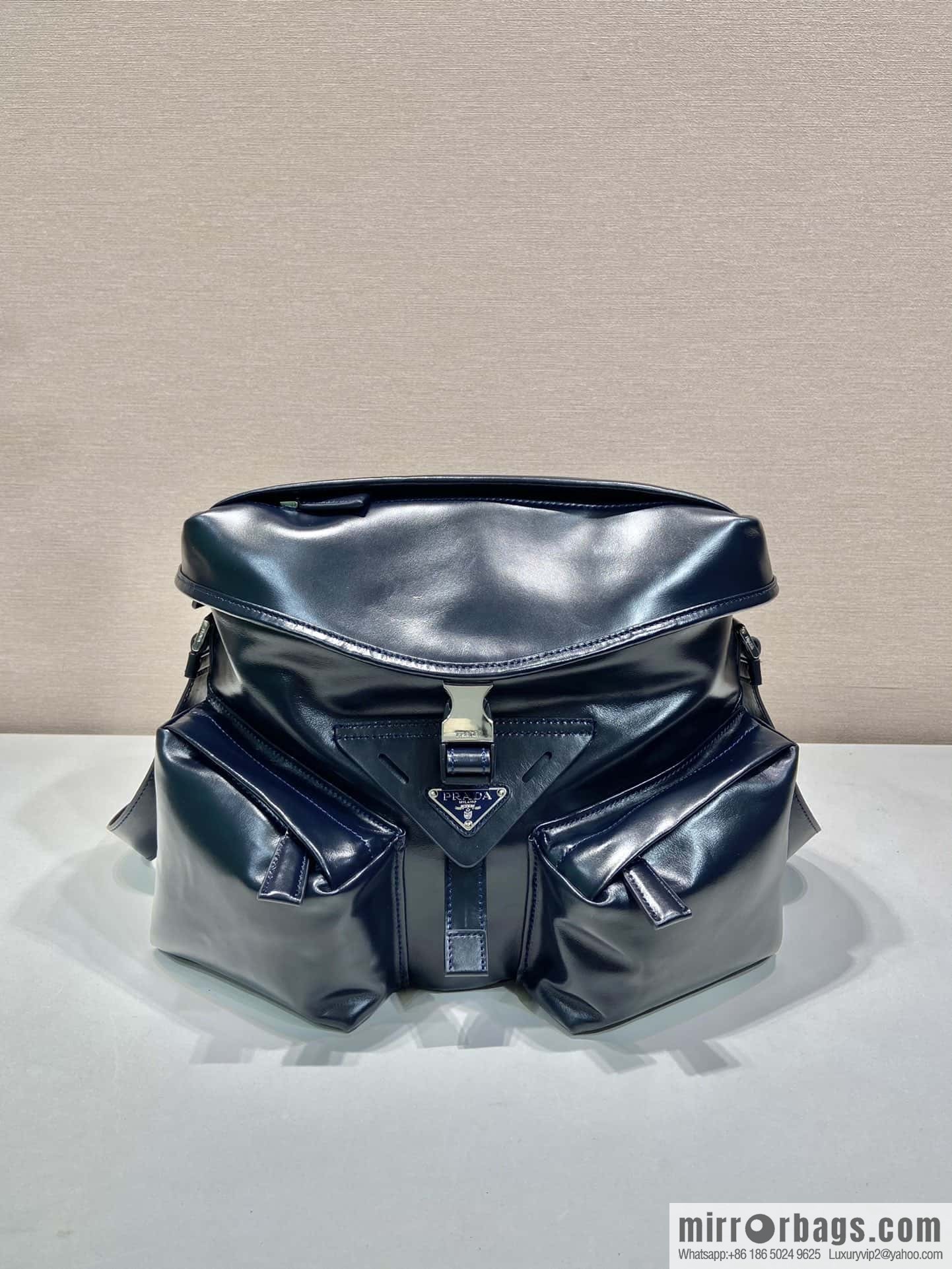 PRADA 🎉 new men's bag 🎉 2VD062 oil wax leather 🎉🎉 dark blue