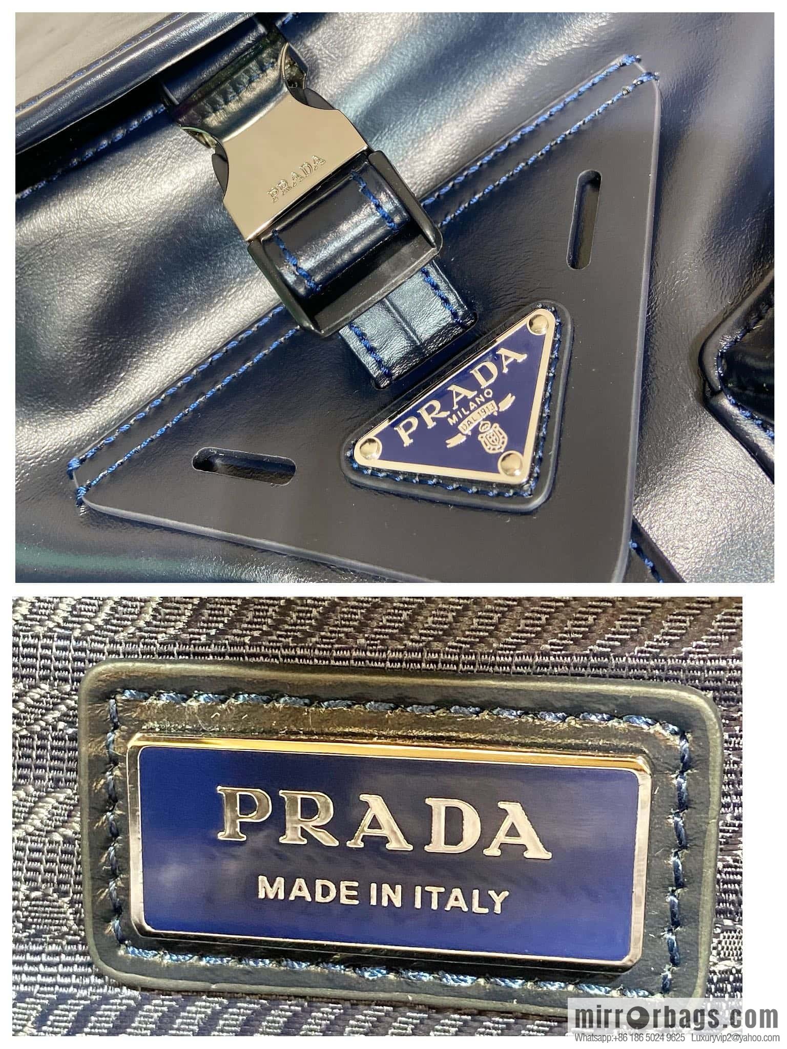 PRADA 🎉 new men's bag 🎉 2VD062 oil wax leather 🎉🎉 dark blue