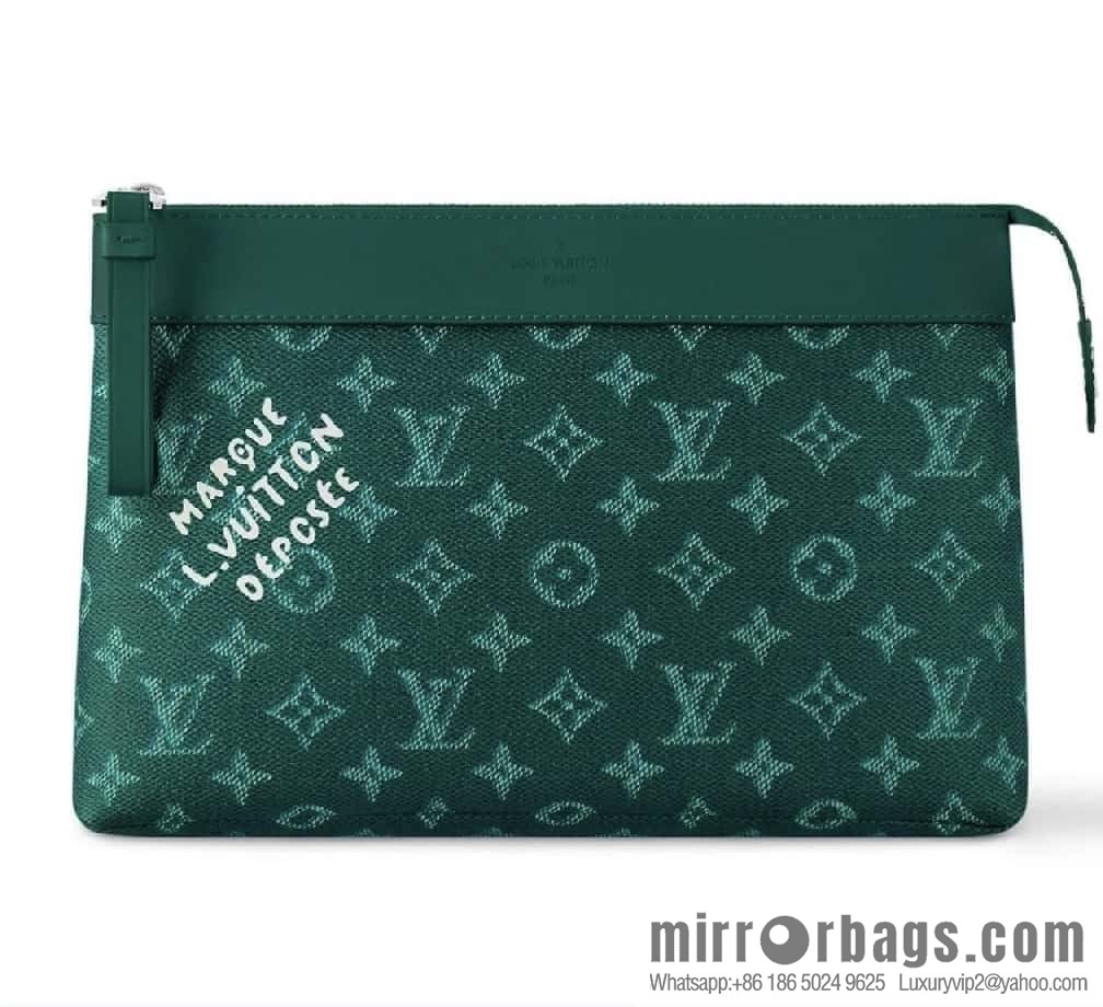 [Boutique‑grade] M12665 green, handbag clutch series Pochette Voyage Souple clutch