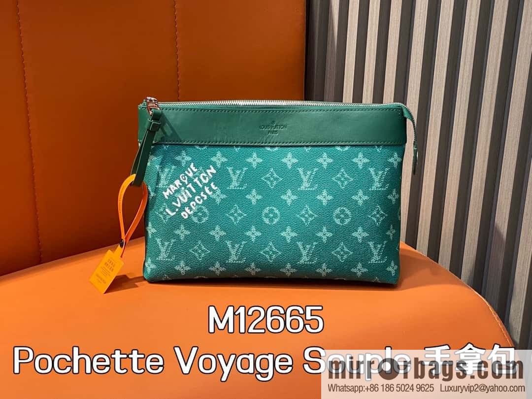 [Boutique‑grade] M12665 green, handbag clutch series Pochette Voyage Souple clutch