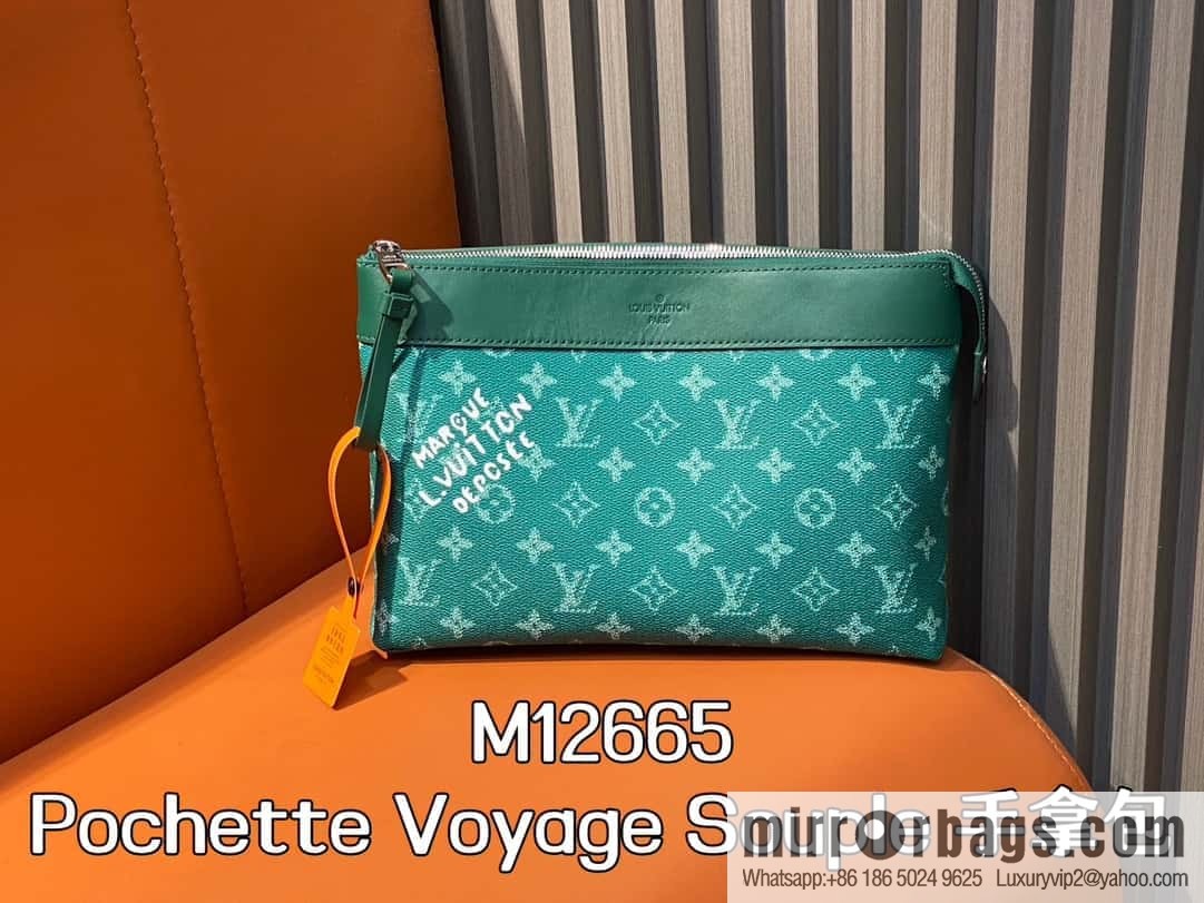 [Boutique‑grade] M12665 green, handbag clutch series Pochette Voyage Souple clutch