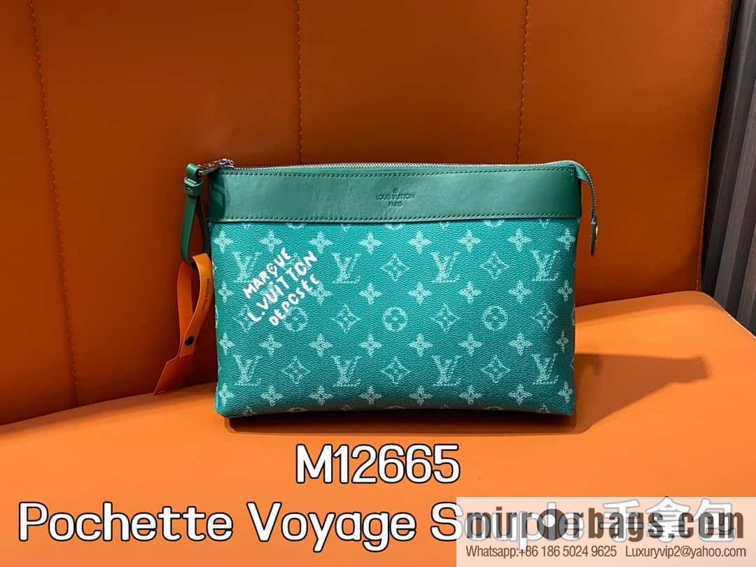 [Boutique‑grade] M12665 green, handbag clutch series Pochette Voyage Souple clutch
