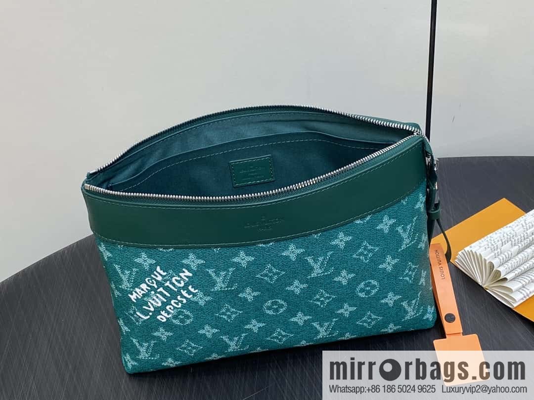 [Boutique‑grade] M12665 green, handbag clutch series Pochette Voyage Souple clutch