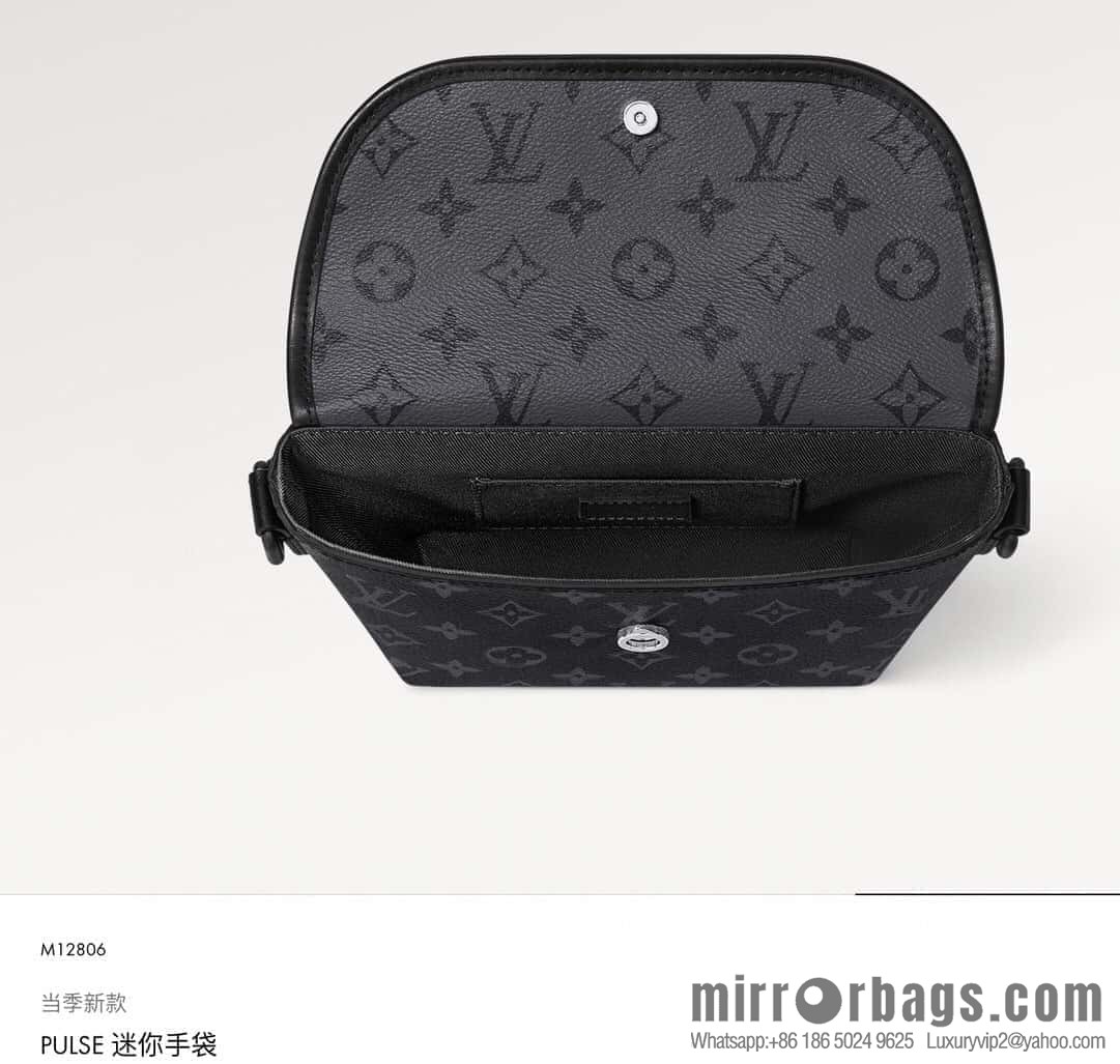 [Boutique‑grade] M12806 black flower/silver flower, men's bag messenger bag series Pulse mini handbag