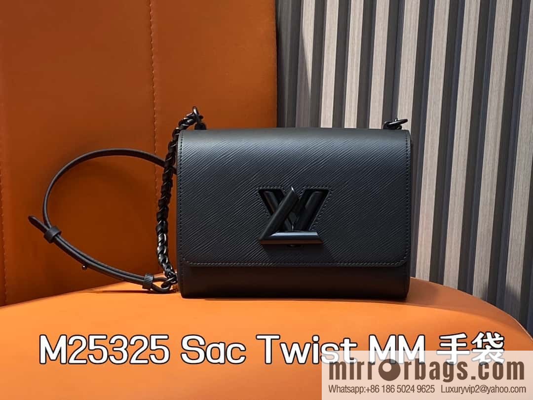 [Boutique‑grade] M25325 black, Darth Vader, water ripple Twist series M50280 Sac Twist MM handbag
