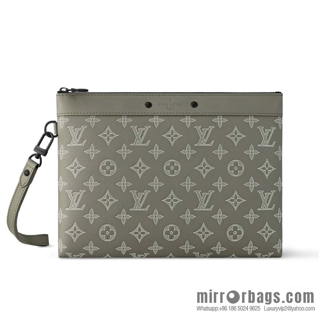 [Boutique‑grade] M12499 green silk screen, full leather handbag clutch bag series Pochette To-Go clutch bag