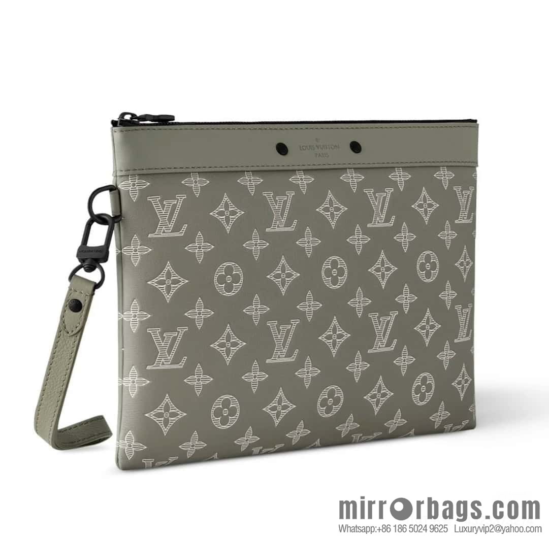 [Boutique‑grade] M12499 green silk screen, full leather handbag clutch bag series Pochette To-Go clutch bag