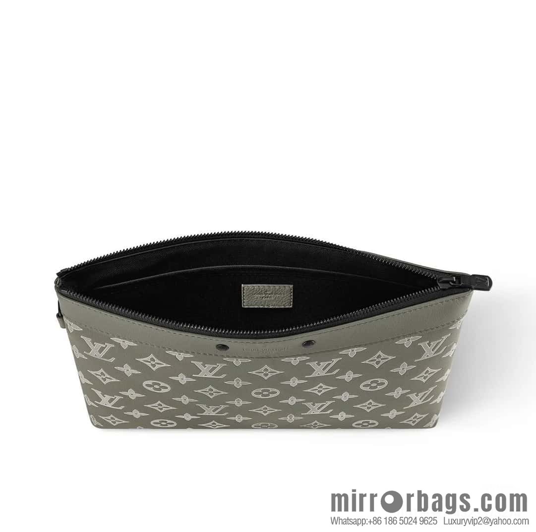 [Boutique‑grade] M12499 green silk screen, full leather handbag clutch bag series Pochette To-Go clutch bag