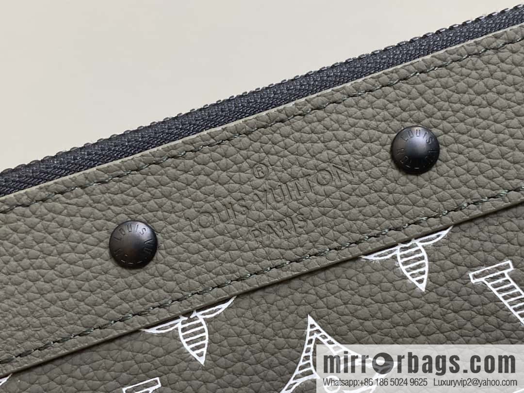 [Boutique‑grade] M12499 green silk screen, full leather handbag clutch bag series Pochette To-Go clutch bag