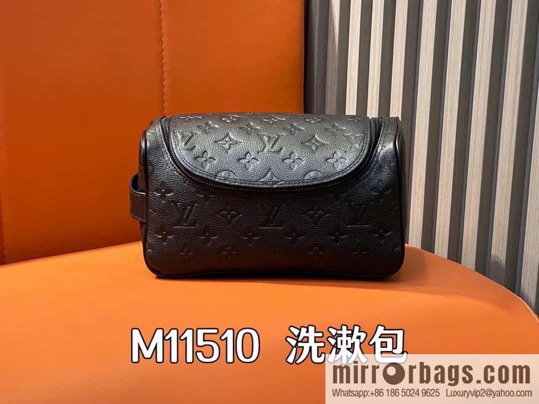 [Boutique‑grade] M11510 black full leather embossing, toilet bag series, toilet bag