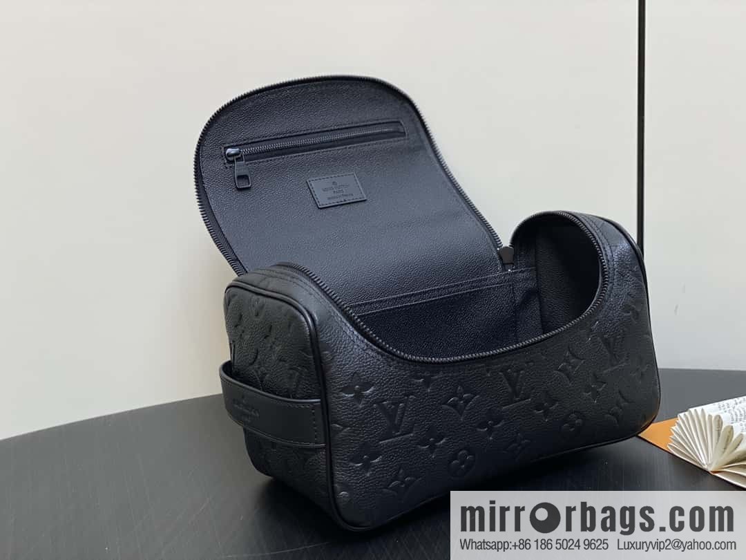 [Boutique‑grade] M11510 black full leather embossing, toilet bag series, toilet bag