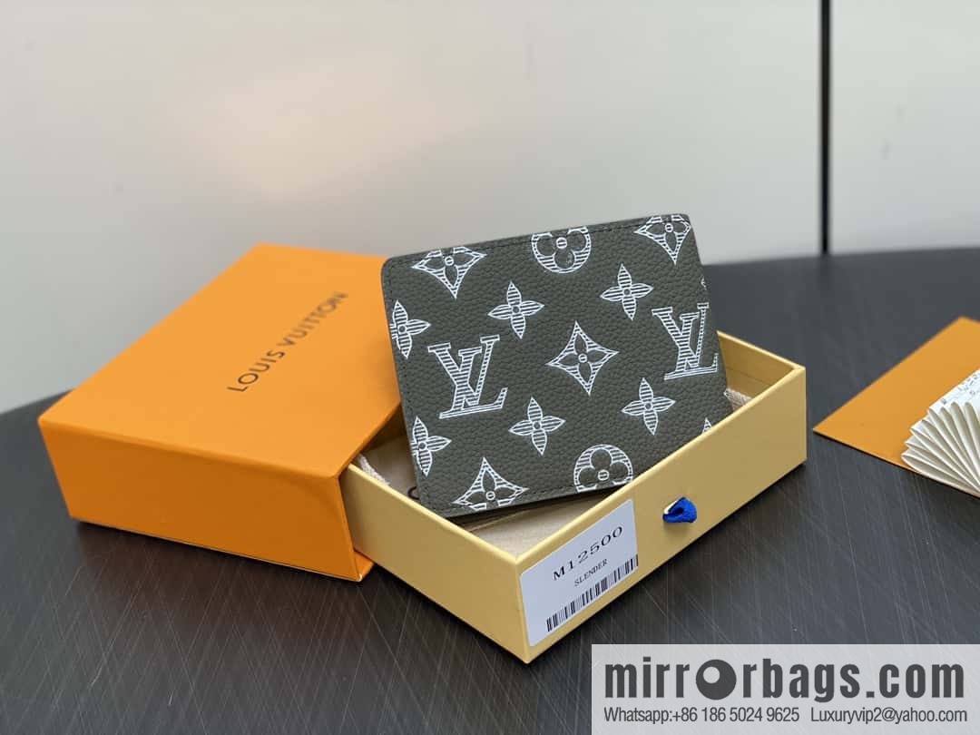 [Boutique‑grade] M12500 green full leather embossed, suit clip wallet series MULTIPLE wallet