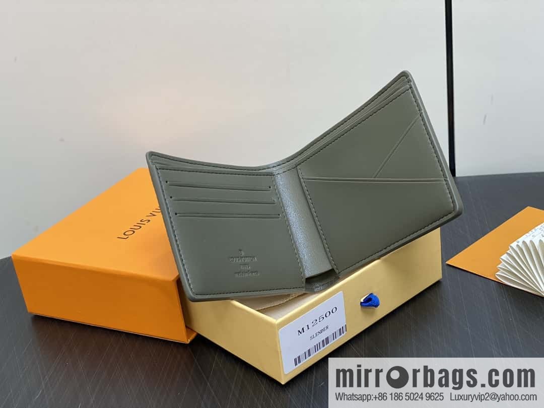 [Boutique‑grade] M12500 green full leather embossed, suit clip wallet series MULTIPLE wallet