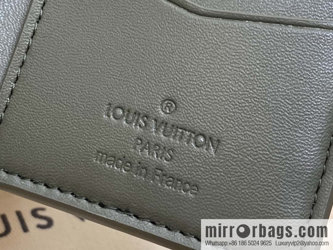 [Boutique‑grade] M12501 green full leather embossing, card bag wallet series, pocket wallet