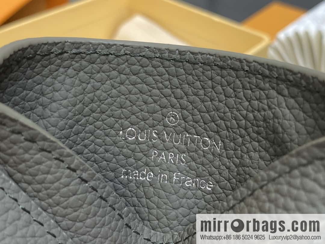 [Boutique‑grade] M12503 green full leather embossed, full leather card bag wallet series PORTE CARTES DOUBLE card holder
