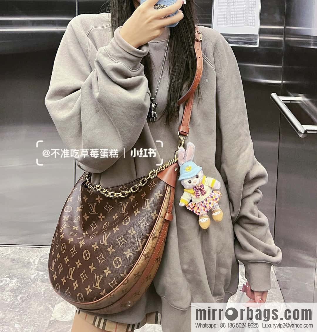LV ππππ ππππ chip diamond beating code big pea bag series #M