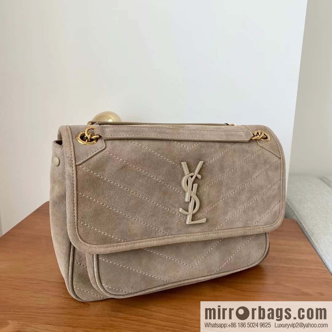 YSL 🌱 𝙉𝙞𝙠𝙞 𝟮𝟴𝙘𝙢 『 suede with cowhide 498894 grey