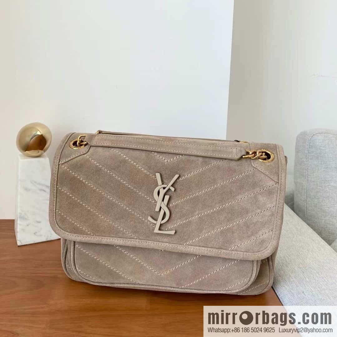 YSL 🌱 𝙉𝙞𝙠𝙞 𝟮𝟴𝙘𝙢 『 suede with cowhide 498894 grey