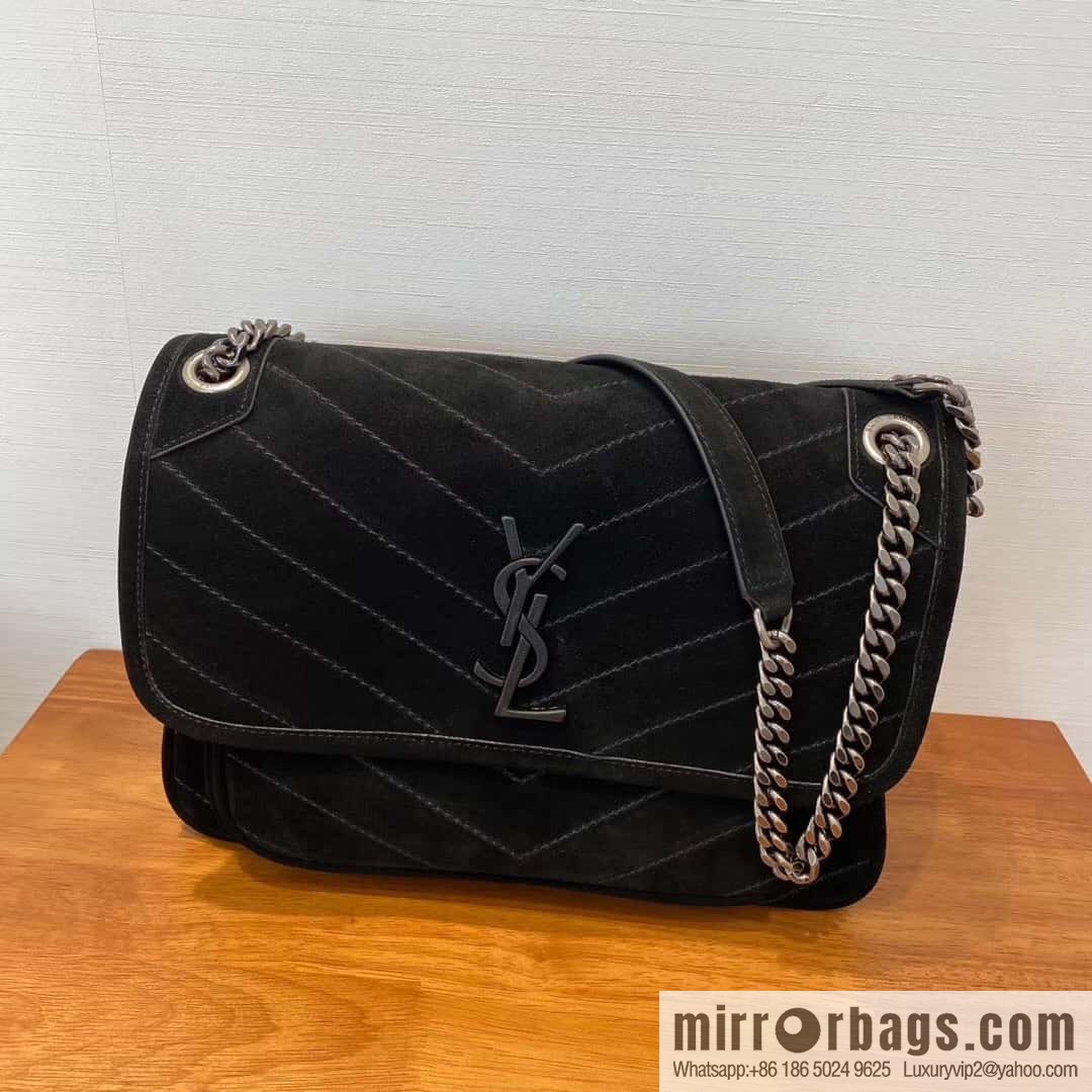 YSL 🌱 𝙉𝙞𝙠𝙞 𝟮𝟴𝙘𝙢 『 Suede & Cowhide 498894 Black
