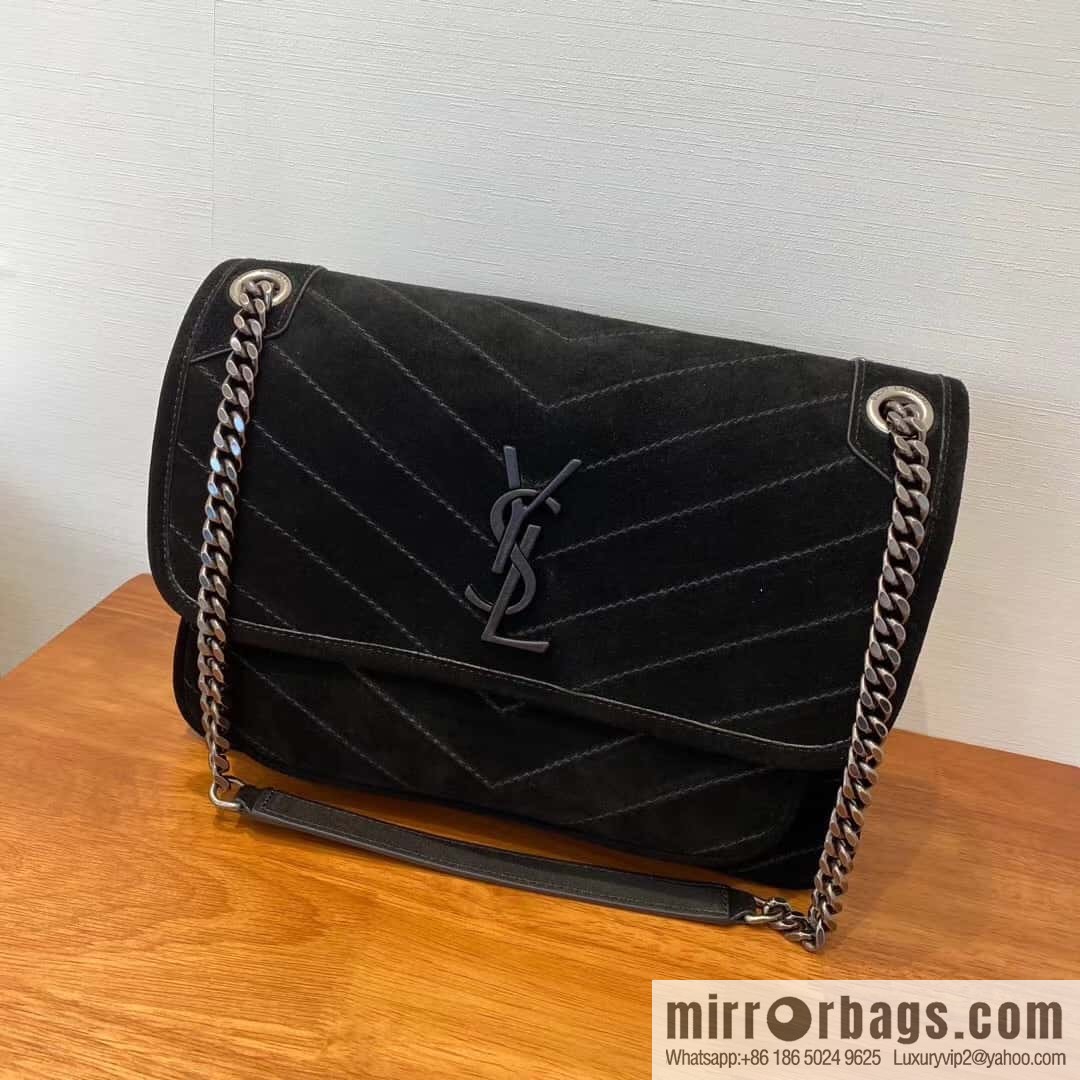 YSL 🌱 𝙉𝙞𝙠𝙞 𝟮𝟴𝙘𝙢 『 Suede & Cowhide 498894 Black