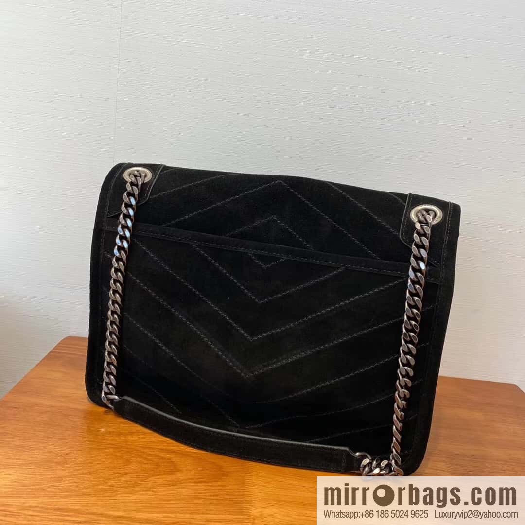 YSL 🌱 𝙉𝙞𝙠𝙞 𝟮𝟴𝙘𝙢 『 Suede & Cowhide 498894 Black