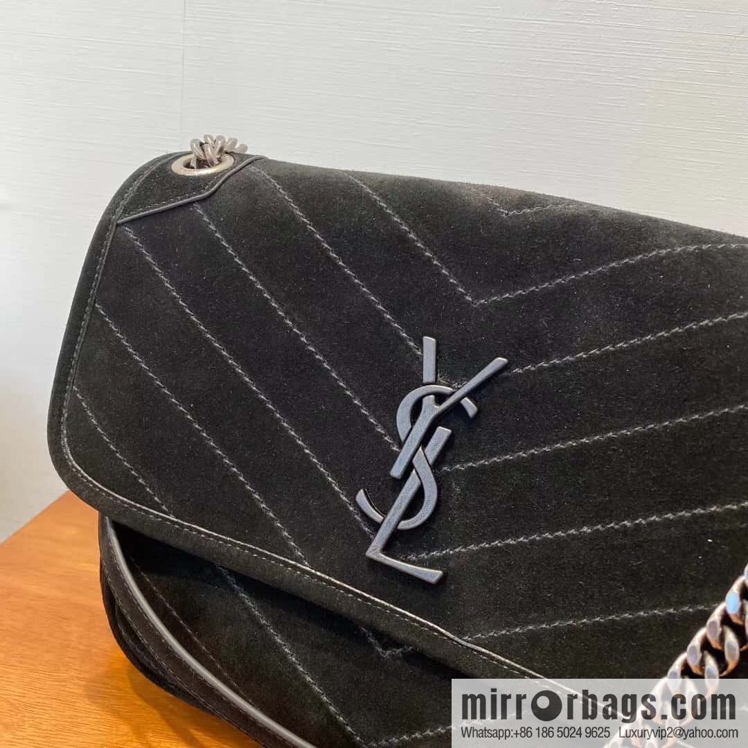 YSL 🌱 𝙉𝙞𝙠𝙞 𝟮𝟴𝙘𝙢 『 Suede & Cowhide 498894 Black