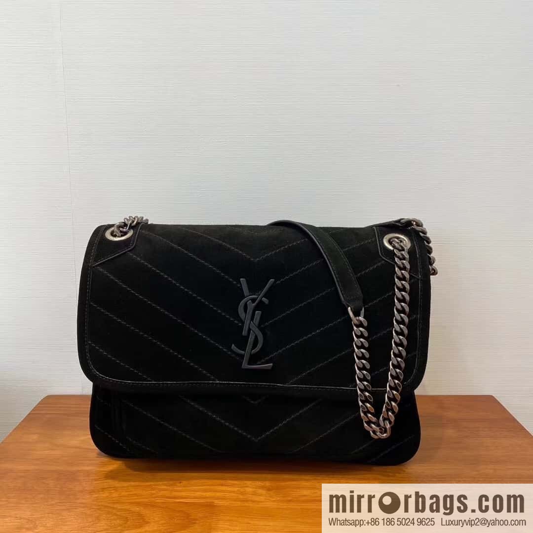 YSL 🌱 𝙉𝙞𝙠𝙞 𝟮𝟴𝙘𝙢 『 Suede & Cowhide 498894 Black