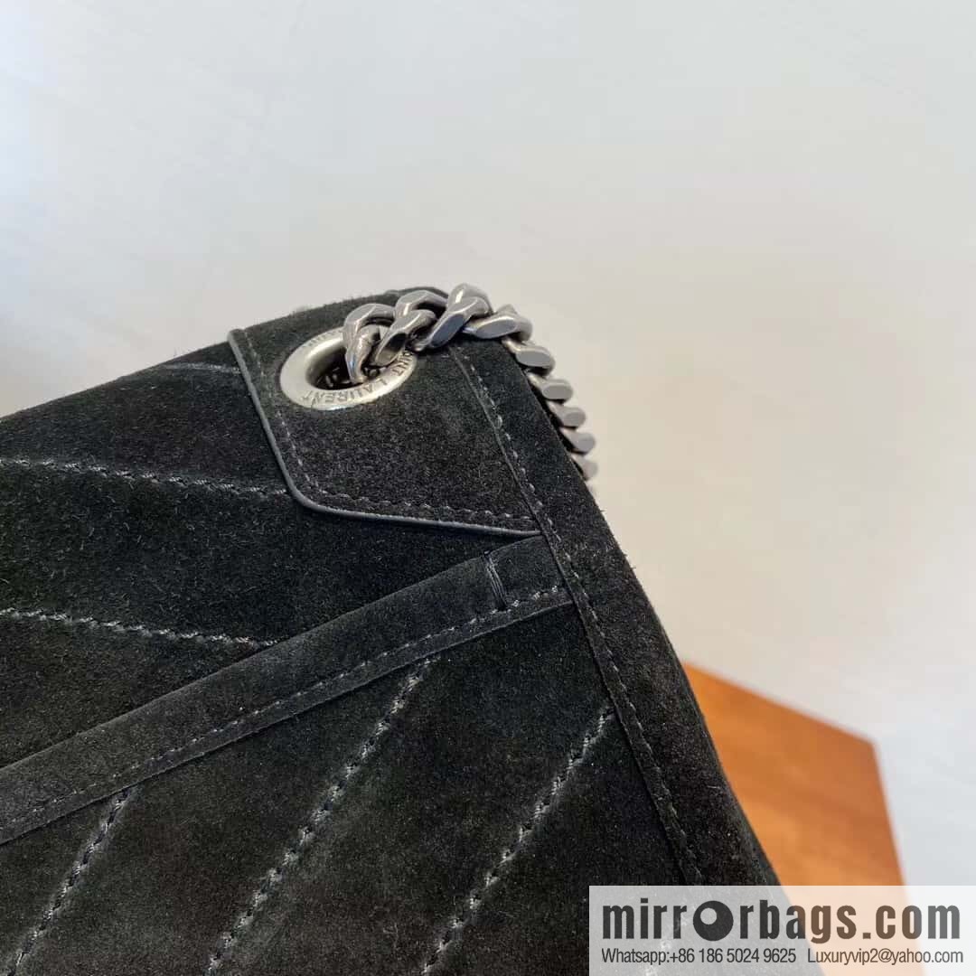 YSL 🌱 𝙉𝙞𝙠𝙞 𝟮𝟴𝙘𝙢 『 Suede & Cowhide 498894 Black