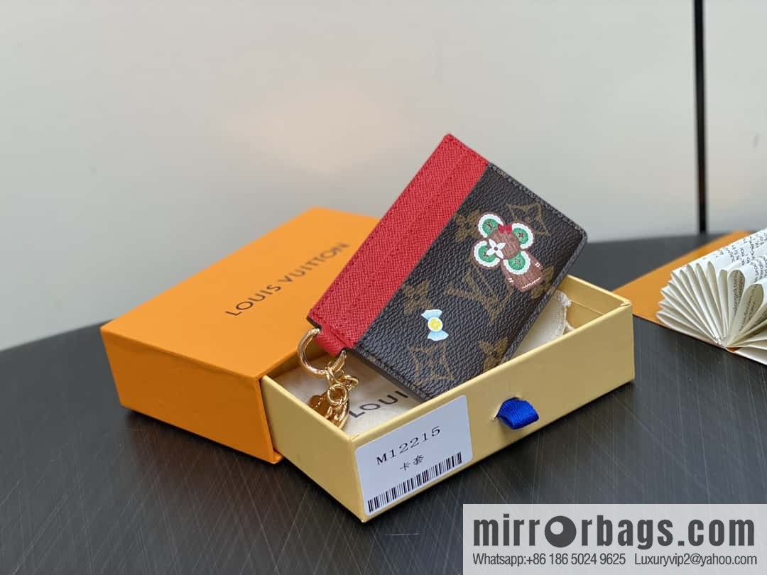 M12215 presbyopia red, Christmas card bag wallet series LV CHARMS card holder m12215 presbyopia/red