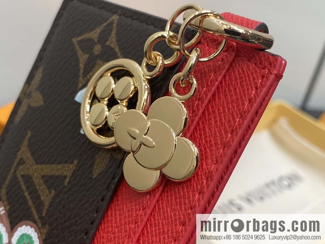 M12215 presbyopia red, Christmas card bag wallet series LV CHARMS card holder m12215 presbyopia/red