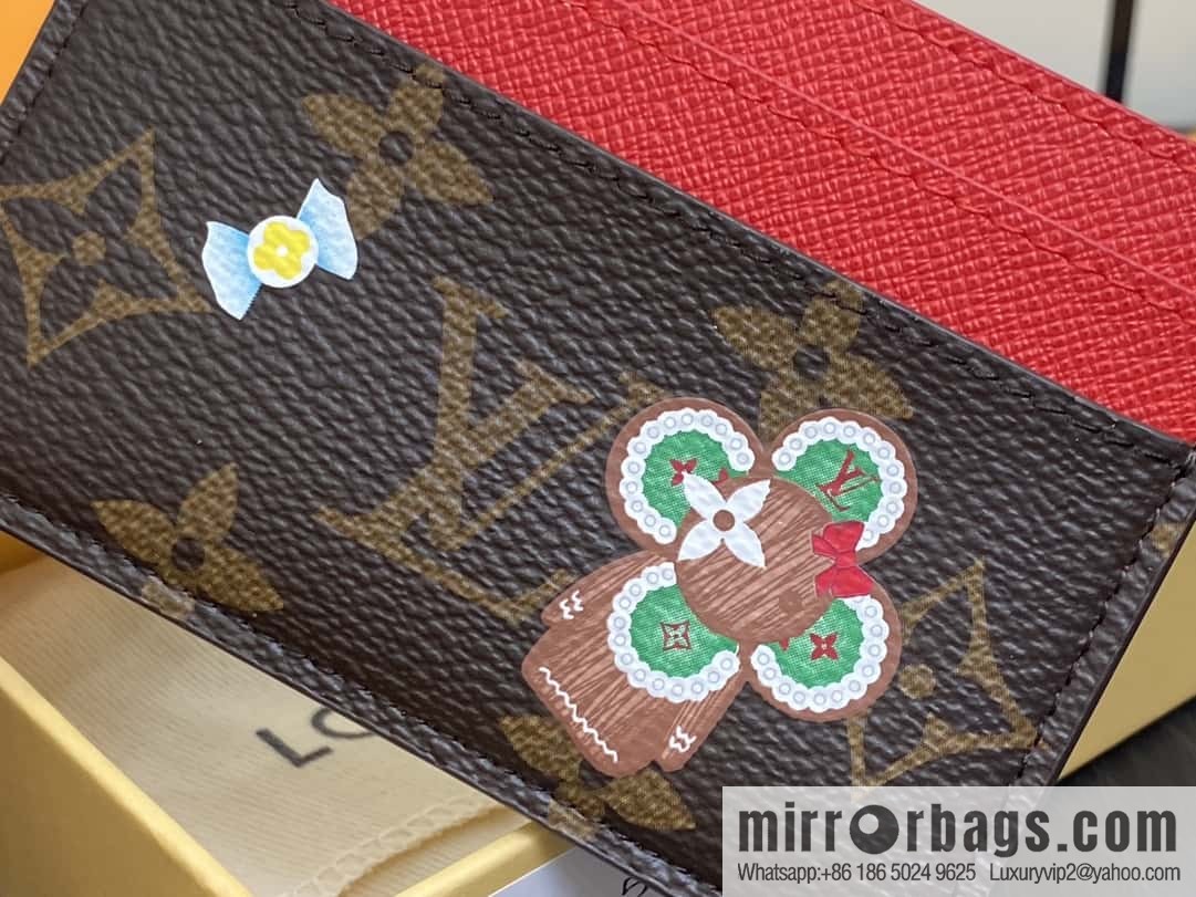 M12215 presbyopia red, Christmas card bag wallet series LV CHARMS card holder m12215 presbyopia/red