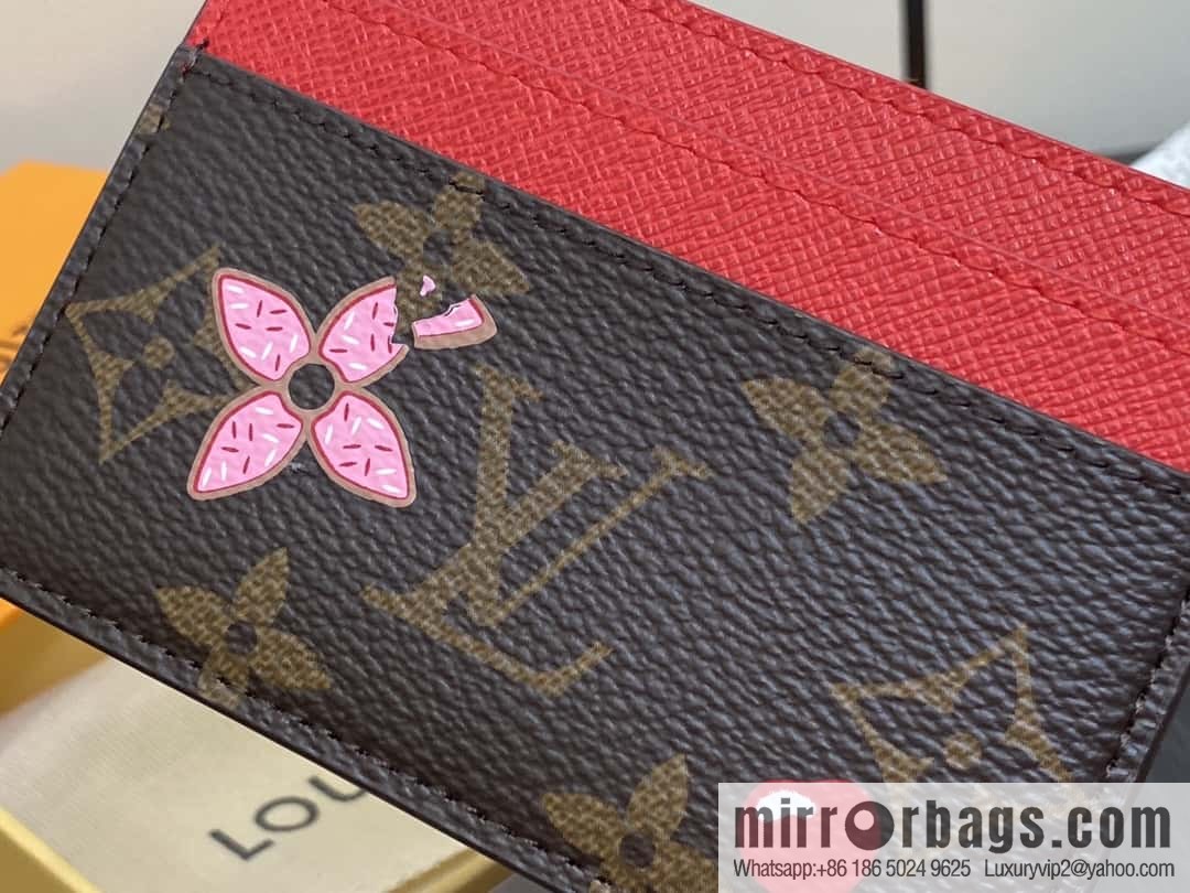 M12215 presbyopia red, Christmas card bag wallet series LV CHARMS card holder m12215 presbyopia/red