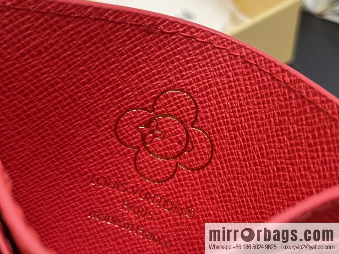 M12215 presbyopia red, Christmas card bag wallet series LV CHARMS card holder m12215 presbyopia/red